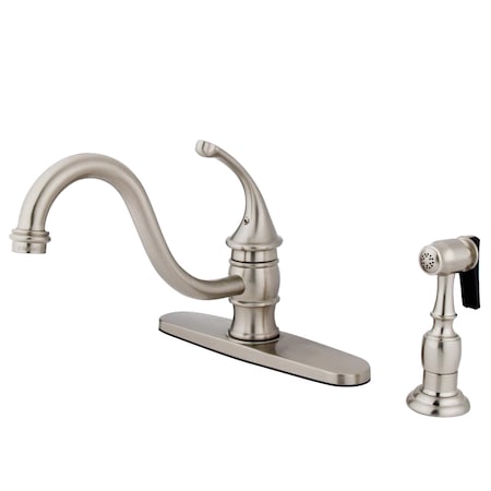 Kingston Brass 8" Centerset Kitchen Fct W/ Brass Sprayer, Brushed Nickel KB3578GLBS